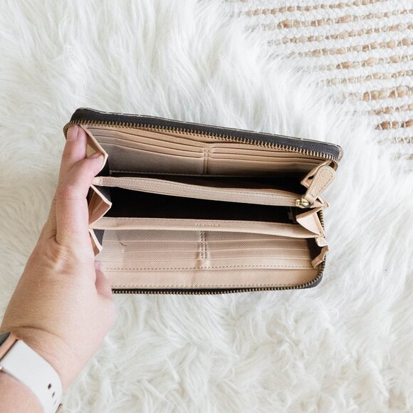 Coach Peyton Long Zip Around Wallet F50180 Signature CC Accordion Brown Tan - Picture 11 of 12